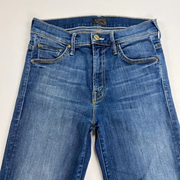 MOTHER Insider Crop Step Fray Jeans Not Rough Enough Wash Stretch Denim Size 25 - Image 6