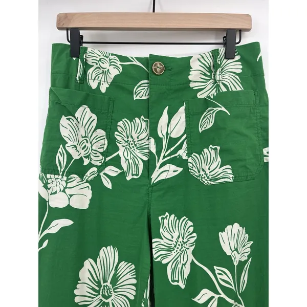 Women's Pants Marve Green Colette 30 Floral High Waist Crop Resort Kelly Bright - Image 5