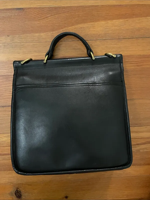 Vintage Coach Willis 9927 Black Leather Satchel Top Handle Bag Made USA 1990s - Image 4