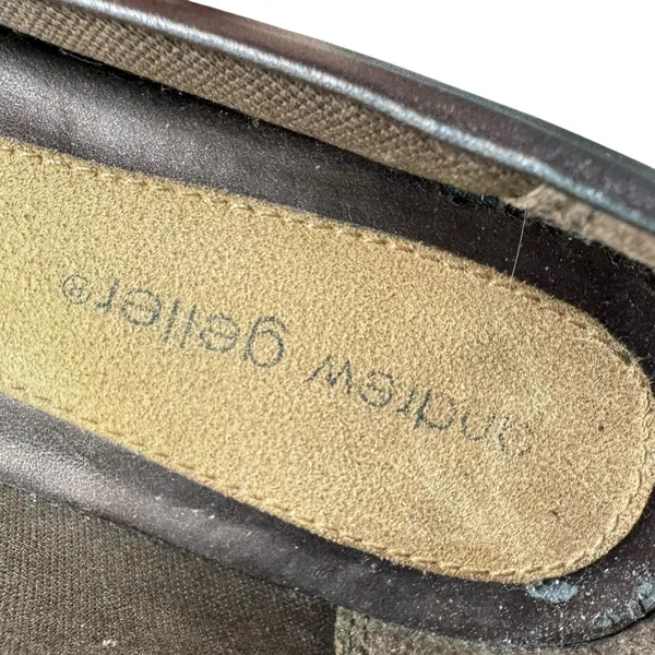 Andrew Geller‎ Brown Metallic Buckle Low Heeled Ballet Slip Ons Office Wear 7.5 - Image 7