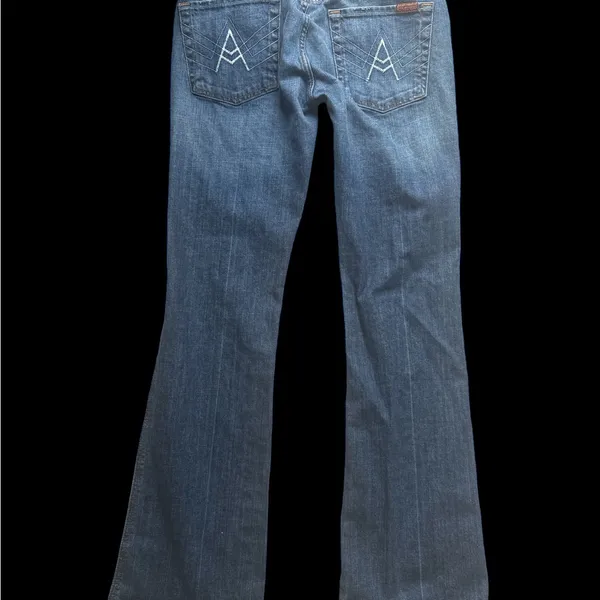 vintage 7 for all mankind, low rise, flare a pocket Classic Blue Jeans 31 x 32 - Image 2