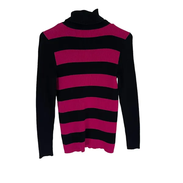 Lauren Ralph Lauren Size Medium Emo Preppy Y2k Striped‎ Turtle Neck Sweater - Image 4