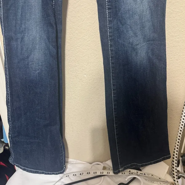 Y2K Wrangler‎ Rock 47 Low Rise Blue Jeans Women’s Studded Flare rhinestone 4/27 - Image 3