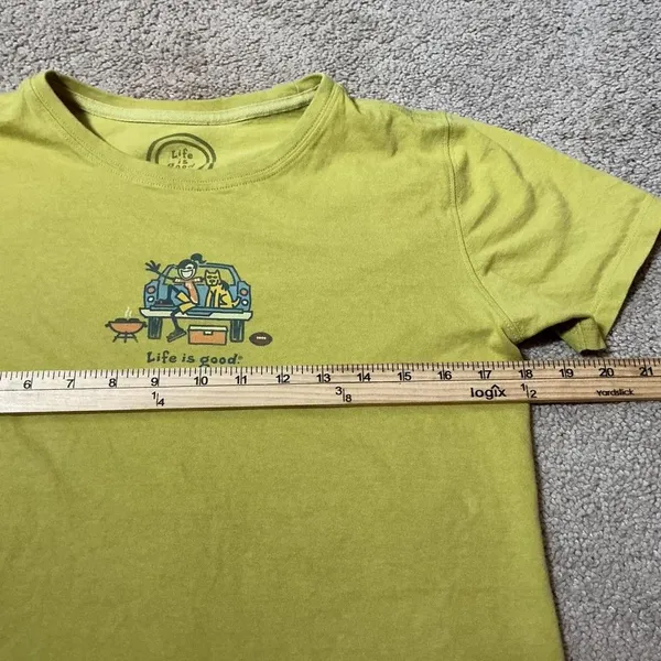Life is Good Womens Relaxed Fit Yellow Graphic T‎ Shirt Size Small - Image 4