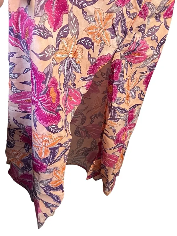 Old Navy Pink Floral Slip Midi Dress Strappy Tie Back Slit XXL - Image 5