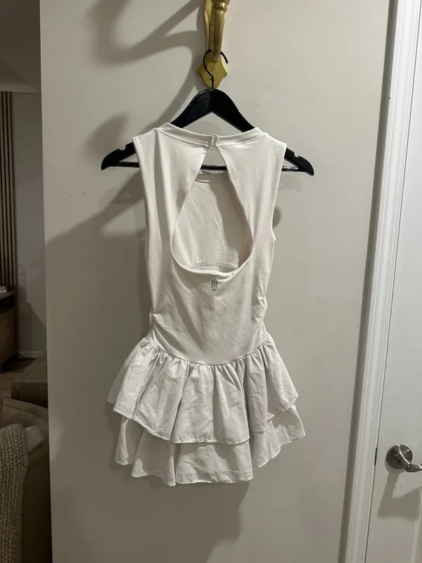 FREE PEOPLE Movement Field Day Crew Neck Sleeveless Drop Waist Skortsie in White - Image 7