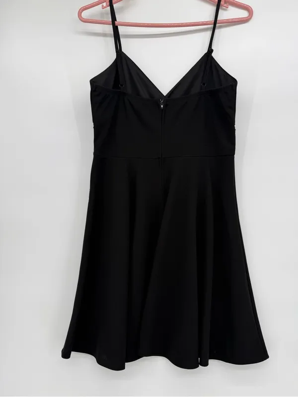 Francesca's Collections Black Spaghetti-Strap Skater Dress - Image 5