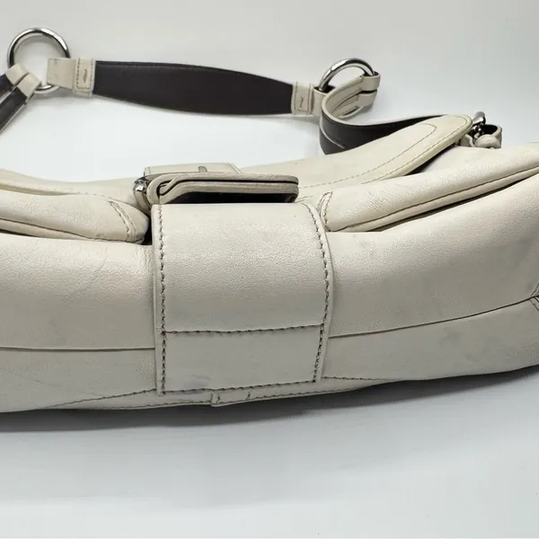 Coach vintage3653 Soho Y2k Double Pocket Buckle Flap Cream Leather Shoulder Bag - Image 8