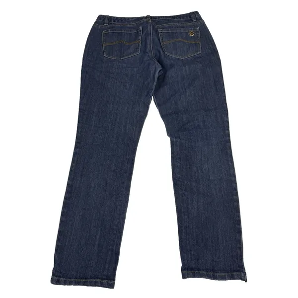 MK Michael Kors Jeans Women's Size 8 Mid Rise‎ Ankle Crop Stretch Dark Wash Blue - Image 2