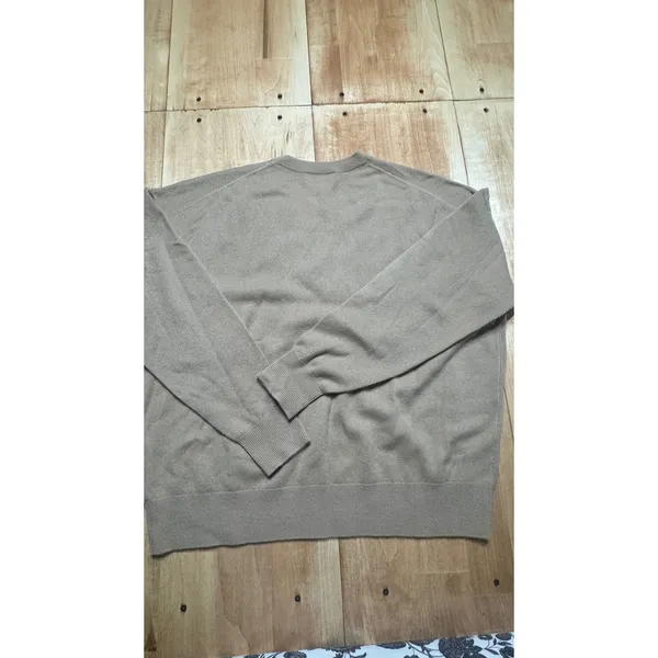 Nordstrom Womens 100% Cashmere V-Neck Sweater Tan Camel Brown Size‎ L - Image 5