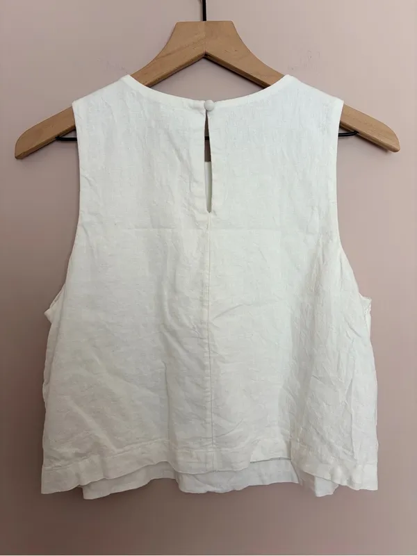 Abercrombie & Fitch Linen Shell Top White Medium - Image 3