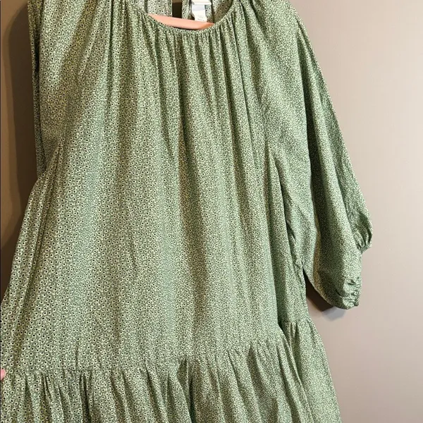 H&M Green Floral 3/4 length Raglan Balloon Sleeve M Cottagecore Prairie Feminine - Image 4