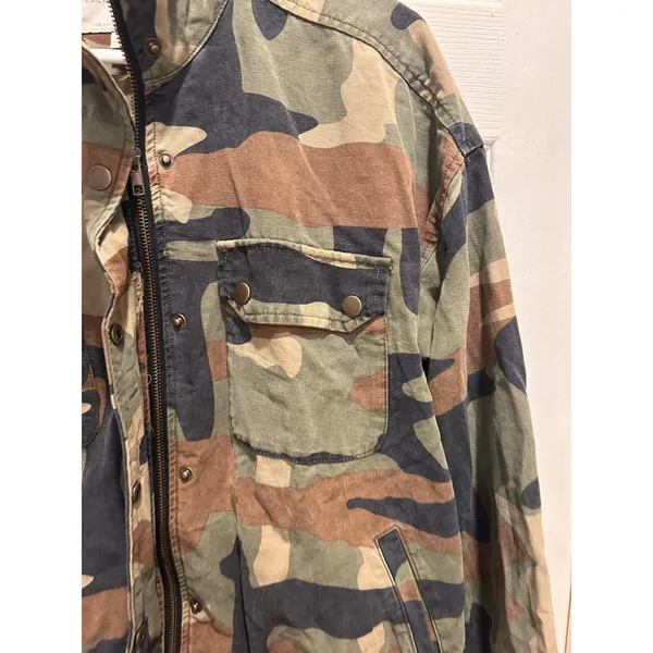Lucky‎ Brand Womens Camo Utility Jacket Green Brown M Full Zip Military Canvas - Image 2