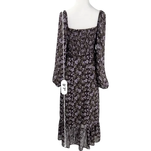 143 Story By Line Up Sz M Floral Maxi Brown Lavendor Front Slit Dress - Image 13