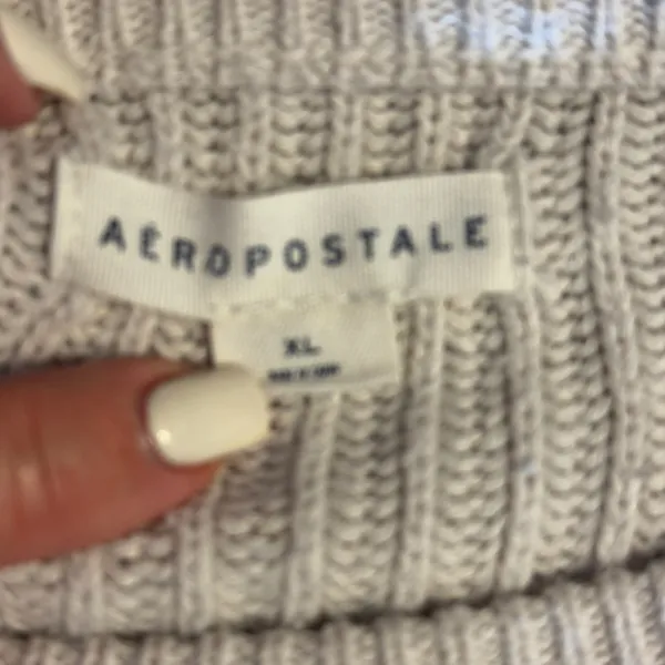 1725 | Aeropostale Ribbed Knit Cropped Boxy‎ Sweater Oatmeal Womens XL - Image 5
