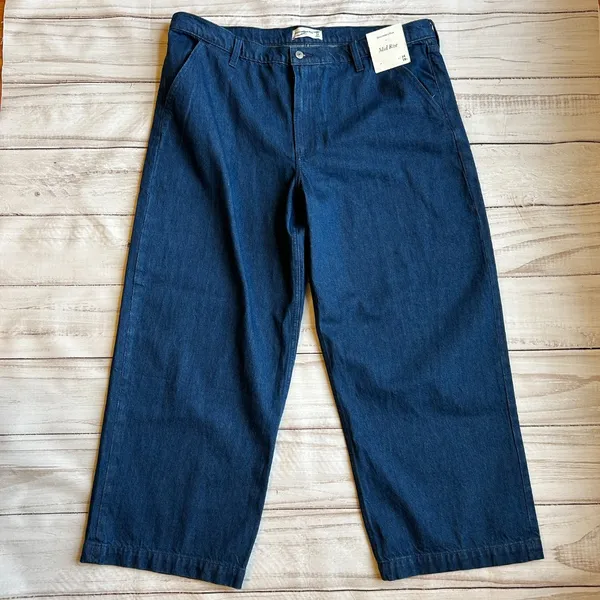 Abercrombie & Fitch Dark Wash Wide Leg Mid Rise Denim Jeans Size 18S NWT - Image 3