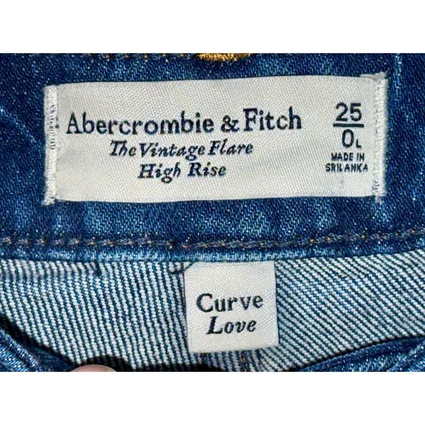 NEW Abercrombie & Fitch Curve Love Vintage Flare High Rise Blue Jeans Size 25 0L - Image 3