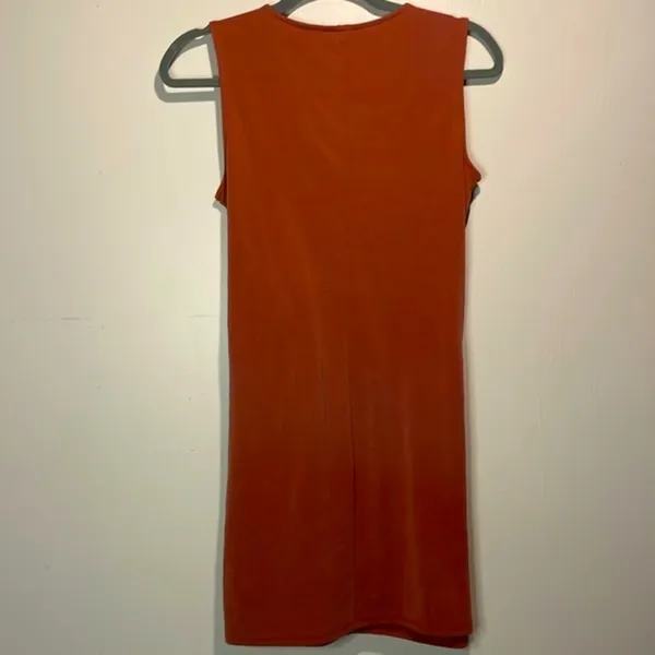 Anthropologie- DREW Twist Front Knotted Mini Dress Rust Orange- Size XS - Image 2