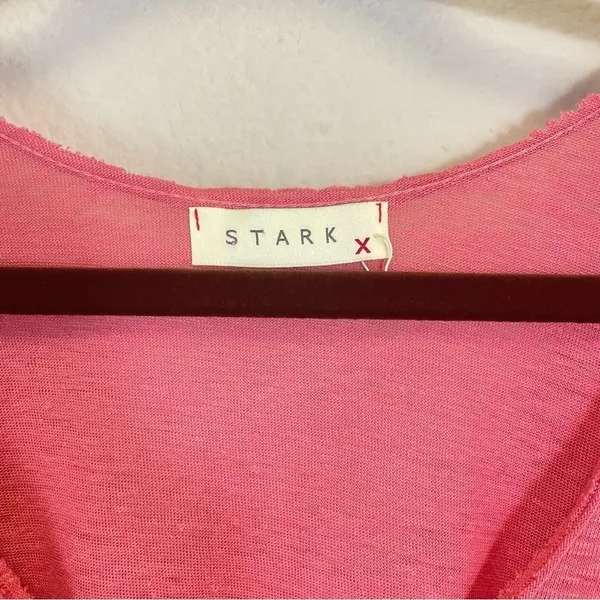 Stark x‎ Pink Linen Flutter Sleeves Scoop Neck Relaxed Fit Top Size XS - Image 2
