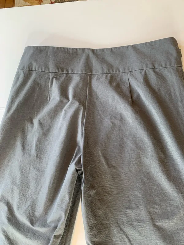MNG By Mango Women’s Large Self Belt Side Zip Wide Leg Gray Trousers Dress Pants - Image 7