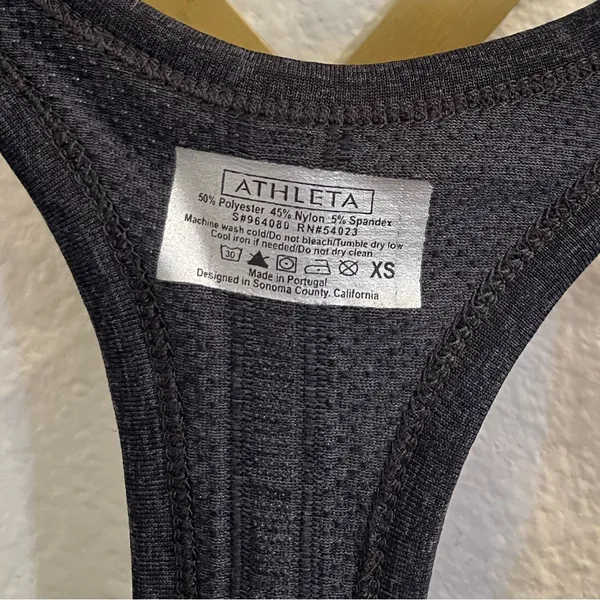 Athleta Fast Track Ruched Tank Top Racerback Dark Grey Running XS - Image 3
