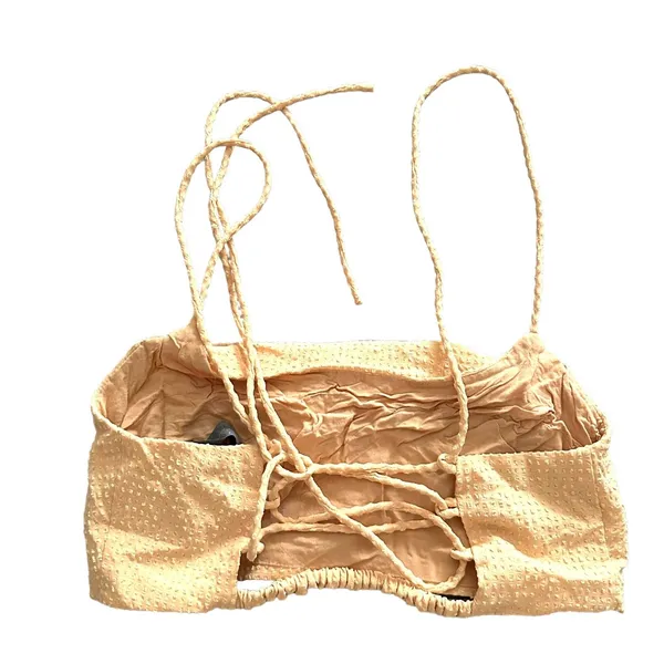 ANTHROPOLOGIE Sunday in Brooklyn Lace Up Crop‎ Top Yellow Sz XS - Image 5