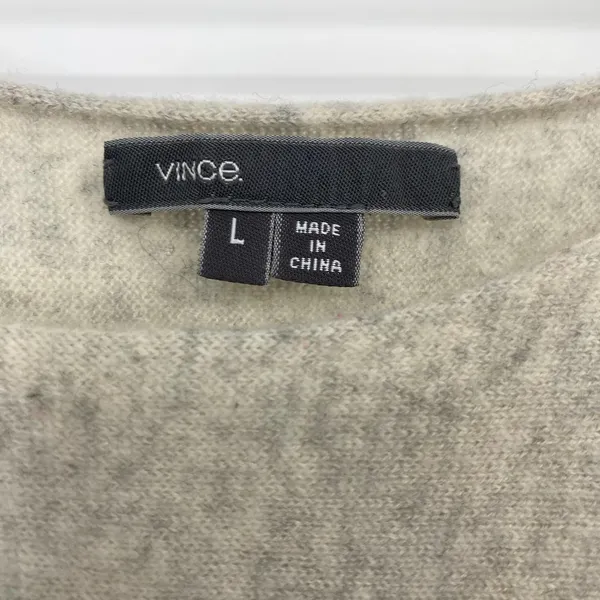 Vince Cashmere Sweater Boatneck Split Hem Light Gray Neutral Cozy Womens Large - Image 6