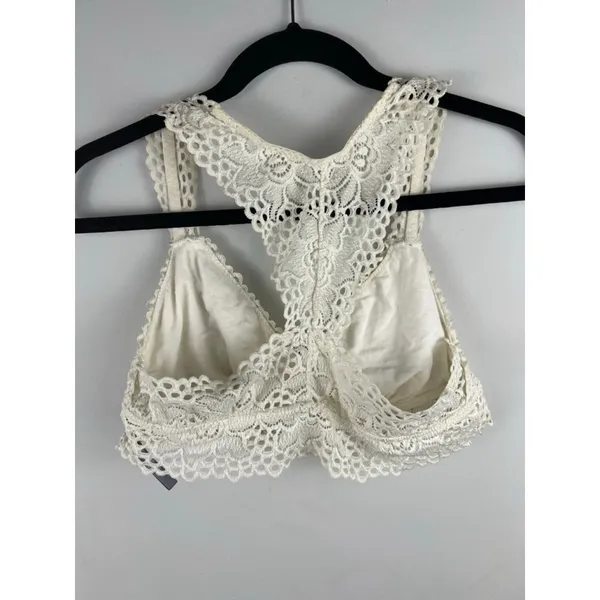 Aerie Ivory Lace Racerback Bralette Size Large L Wireless Crochet Lace Bra - Image 5