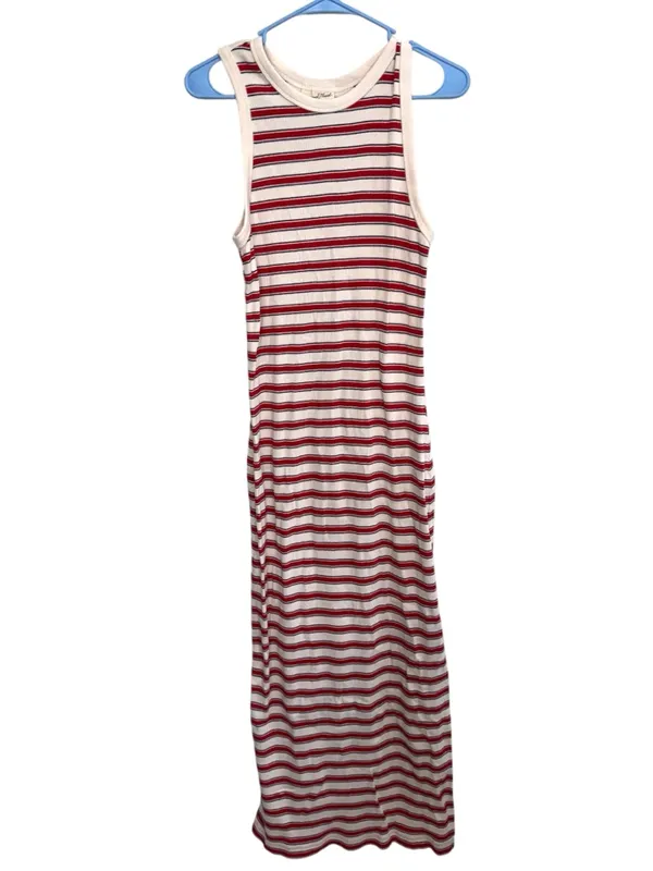 Universal Threads Ribbed Knit Maxi Bodycon Dress Striped Red Cream Size Large - Image 2
