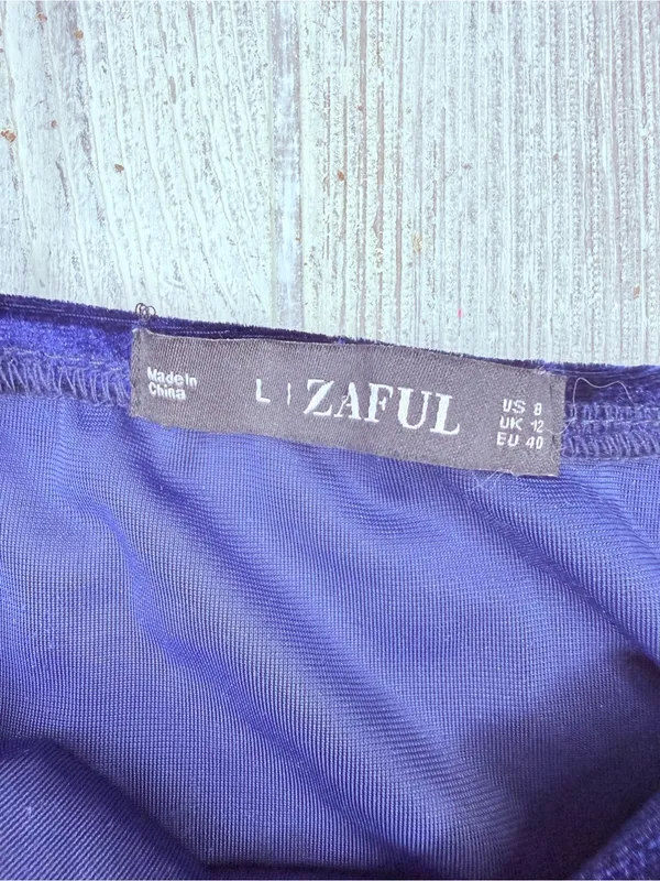 Zaful large velvet royal blue mini spaghetti strap dress w/ gold star celestial - Image 4