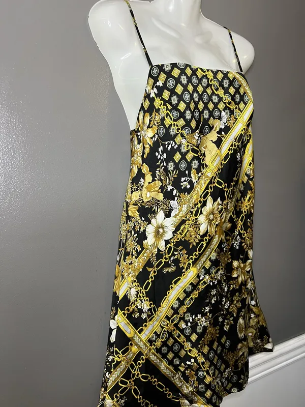 Princess Polly Dress Womens 6 Black Floral Chain Square Neck Slip Mini Party - Image 3