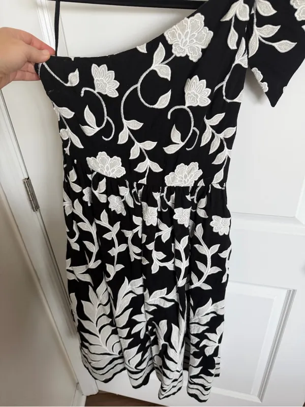 Anthropologie One Shoulder Floral Midi Dress 8 - Image 6