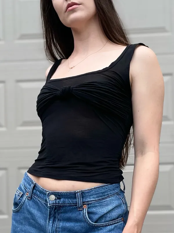 Revolve Lovers + Friends Black Sheer Knit Tank Going Out Top Small - Image 6