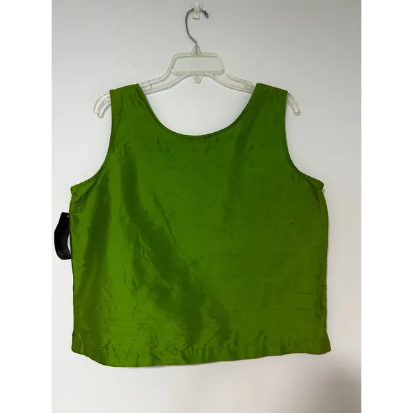 Stephanie Specs Womens 100% Silk Tank Top Lime Green Scoop Neck Shell Large NWT - Image 7