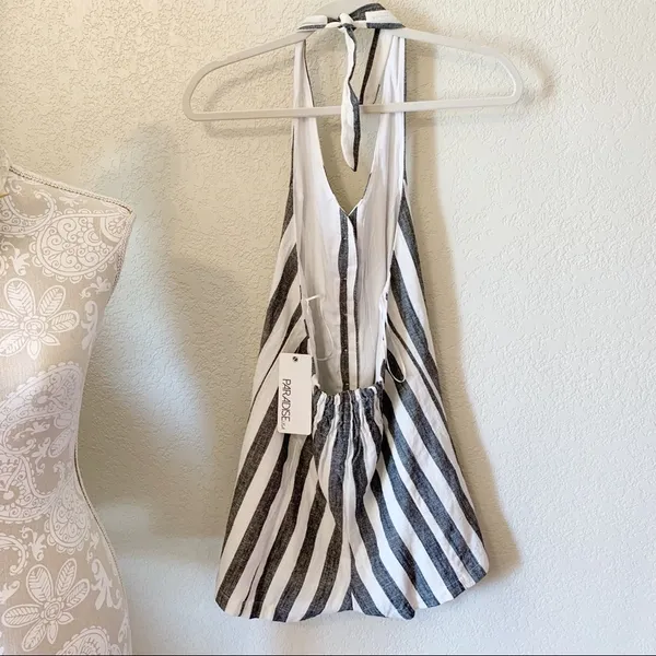 NWT Striped Button Halter Romper - Image 6