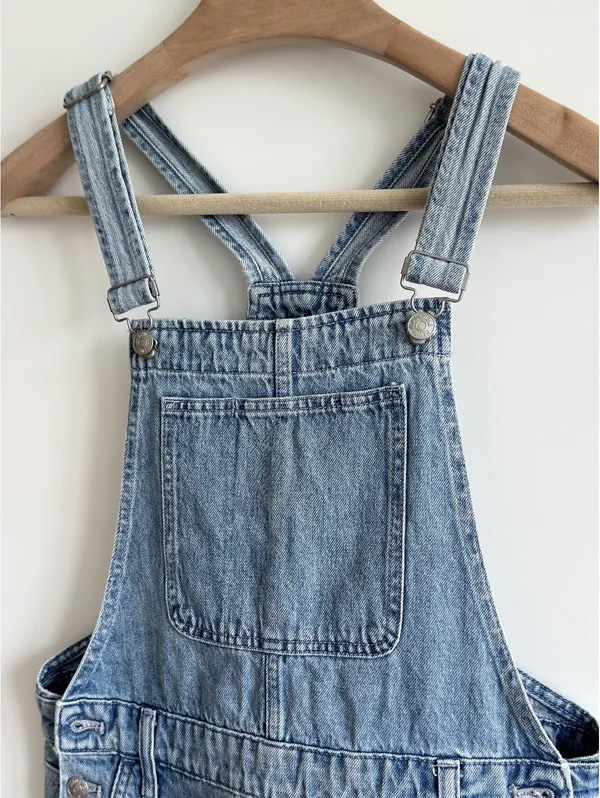 Madewell Adirondack Short Denim Overalls Benham Wash Size Small - Image 5