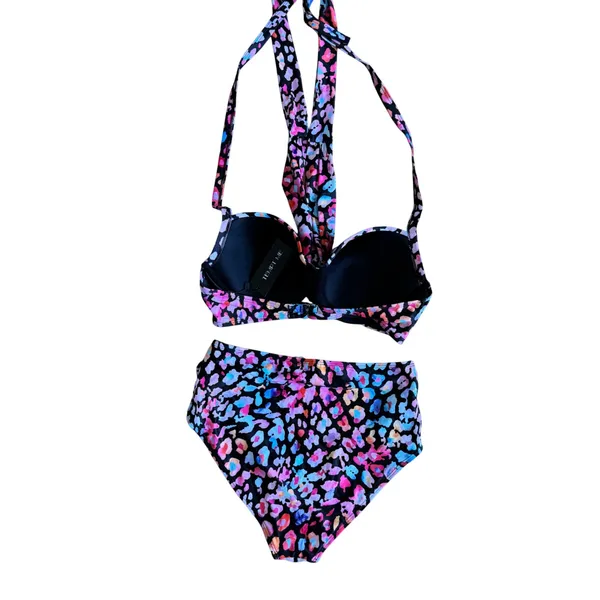 Tempt Me Womens Bikini Set High Waisted Push Up Halter Leopard‎ Print 2 Piece M - Image 6