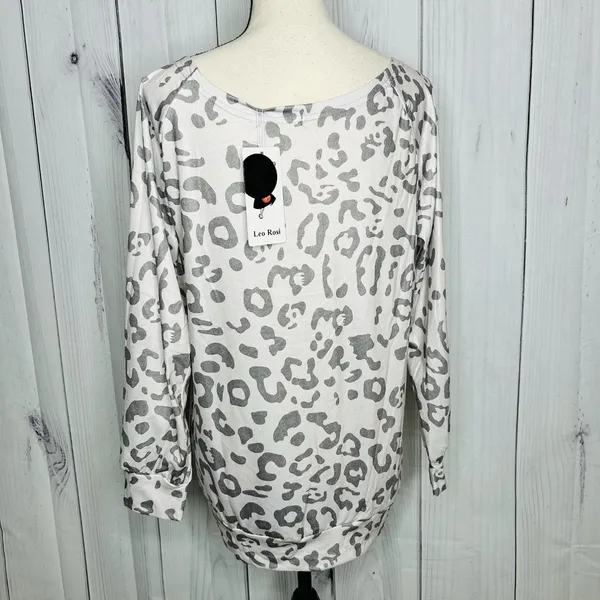 NWT Leo Rosi Womens Animal Print Pajama Sleepwear Set Sz S Gray Long Sleeve - Image 8