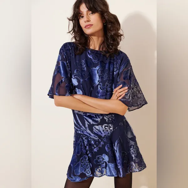 Free People Manuka Burnout Velvet Mini Dress S - Image 5