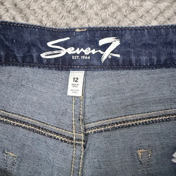Seven7 Skinny Jeans 12 Dark Wash Blue High Rise Everyday Stretch Denim Pockets - Image 3