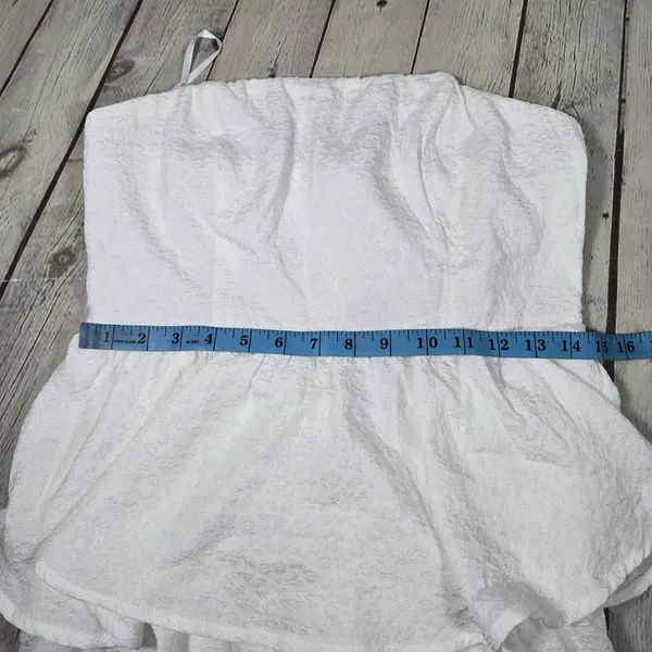 Lulus Truly Marvelous White Jacquard Strapless Tiered Midi Dress M - Image 11