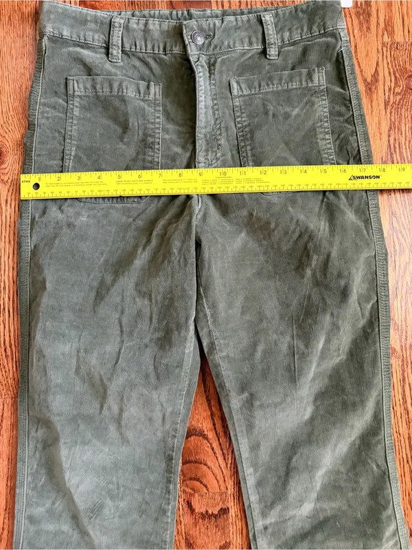 FREE PEOPLE High Time Velvet Kick Flare Pants Chive Green Size 12 NWT - Image 11