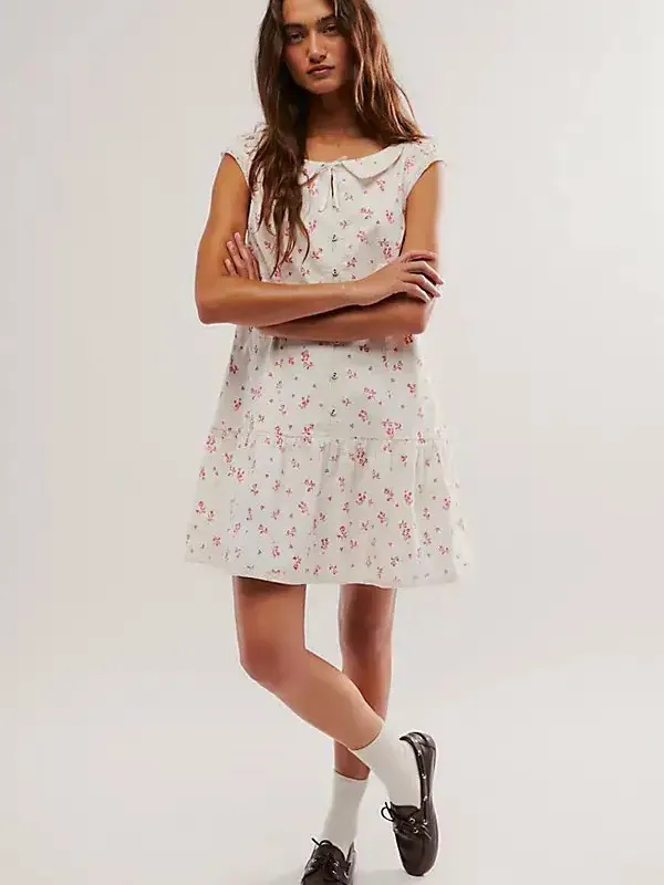Free People Beasley Mini Dress Ivory Combo - Image 4
