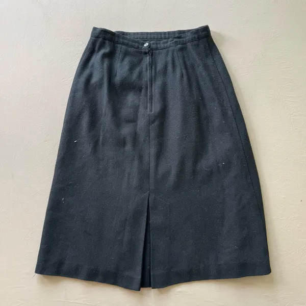 Vintage 90s A-Line Wool Midi Skirt - Image 2