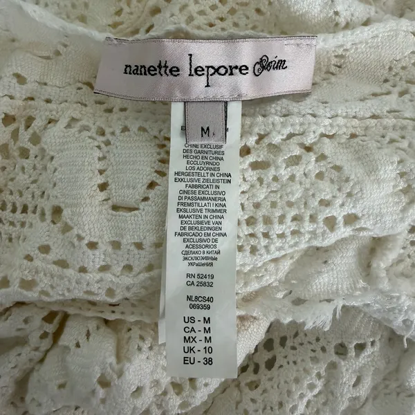 Ivory Crochet Lace Beach Cover Up Dress Cream Size Medium Summer‎ Boho - Image 6