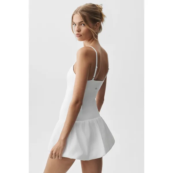 Alo Yoga Airbrush Love Match White Bubble Hem Tennis Mini Dress Shorts Size M - Image 3