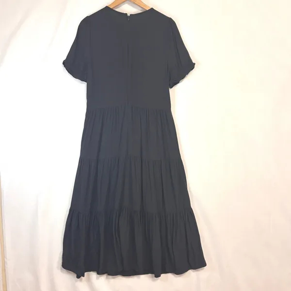 J.Crew‎ Re-Imagined Tiered Maxi Dress Womens S Black Puff Sleeve Pockets Cottage - Image 11