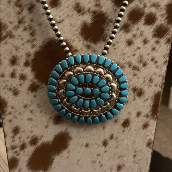 Turquoise Cluster Pin/Pendant Blue - Image 2