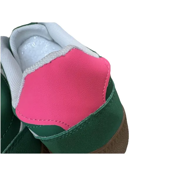 NWOT Retro Green & White Lace Up Low Top Sneakers Pink Accent Gum Sole 41/10 - Image 10