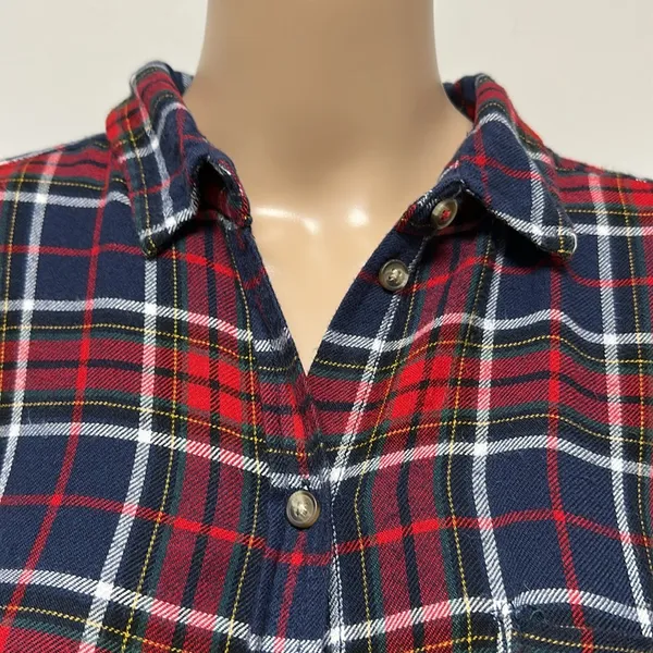 American Eagle Ahh-amazingly Soft Boyfriend Fit Red & Blue Plaid Shirt Sz L - Image 2